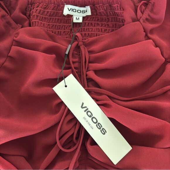VIGOSS Ruffle Chiffon Top in Cherry Size Medium NEW - Picture 13 of 15